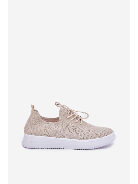 Fabric Slip On Sports Shoes On Platform Ladies Beige Kalyra