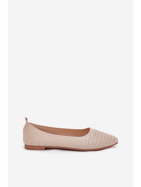 Mesh Fabric Ballet Flats Women's Beige Sarina
