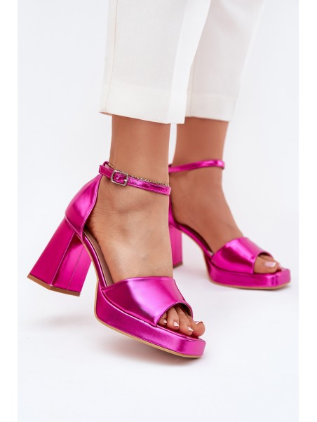 Lacquered Women's Sandals On Heels Fuchsia Marila