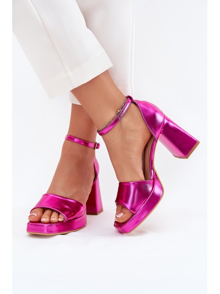 Lacquered Women's Sandals On Heels Fuchsia Marila