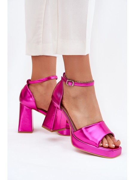 Lacquered Women's Sandals On Heels Fuchsia Marila