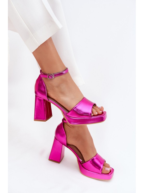 Lacquered Women's Sandals On Heels Fuchsia Marila