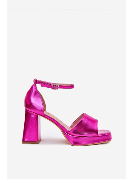 Lacquered Women's Sandals On Heels Fuchsia Marila