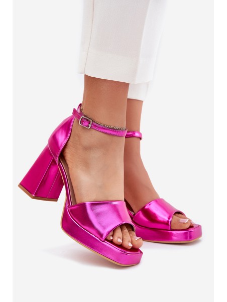 Lacquered Women's Sandals On Heels Fuchsia Marila