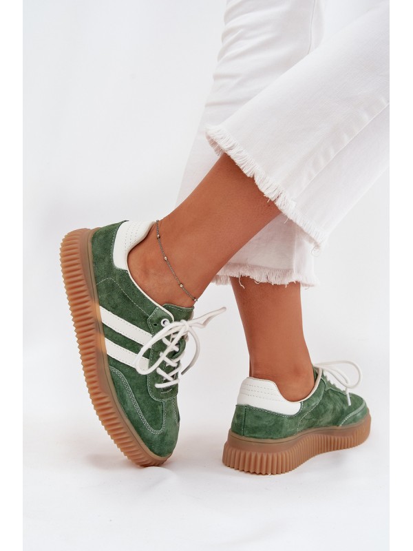 Women's Suede Sneakers On Platform Green Marisae