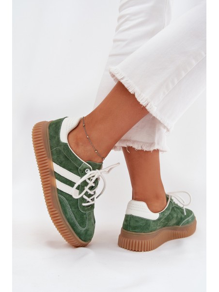 Women's Suede Sneakers On Platform Green Marisae