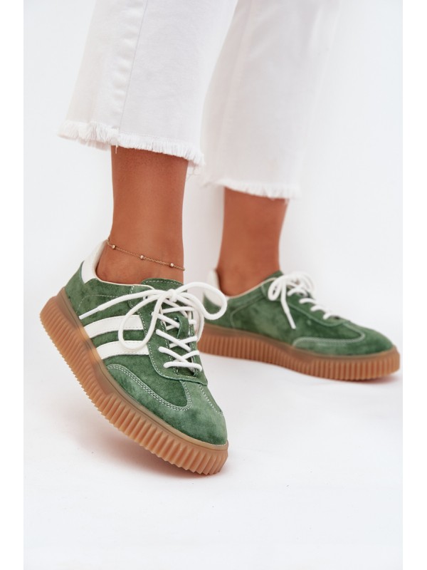 Women's Suede Sneakers On Platform Green Marisae 2
