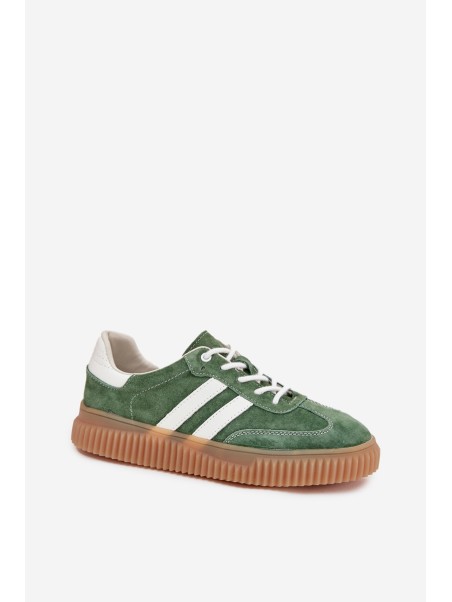 Women's Suede Sneakers On Platform Green Marisae