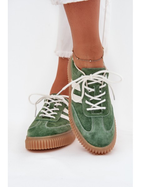 Women's Suede Sneakers On Platform Green Marisae