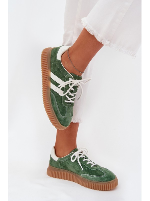 Women's Suede Sneakers On Platform Green Marisae