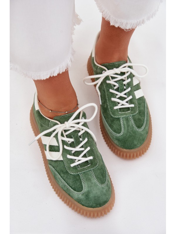 Women's Suede Sneakers On Platform Green Marisae