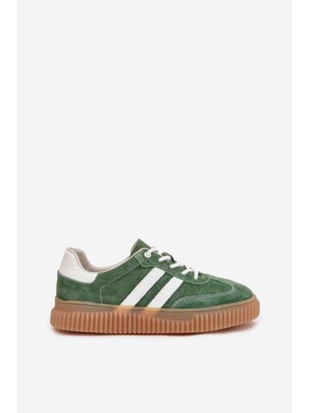 Women's Suede Sneakers On Platform Green Marisae