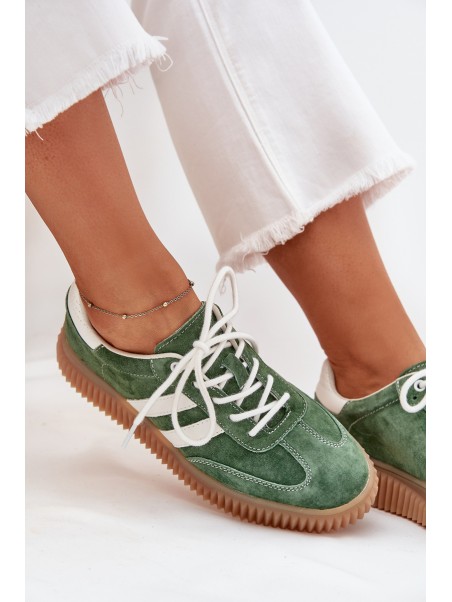 Women's Suede Sneakers On Platform Green Marisae