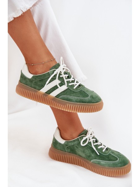 Women's Suede Sneakers On Platform Green Marisae