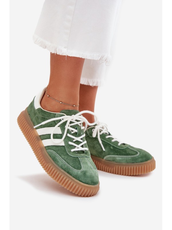 Women's Suede Sneakers On Platform Green Marisae
