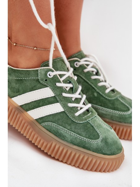 Women's Suede Sneakers On Platform Green Marisae