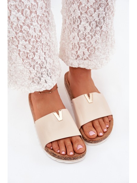 Women's sandals on cork platform with decorative detail beige Vessira