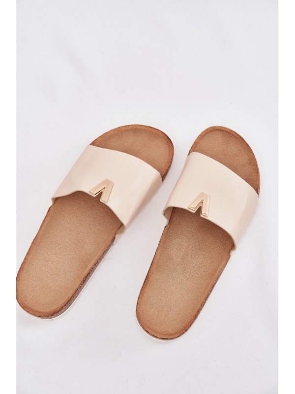 Women's sandals on cork platform with decorative detail beige Vessira
