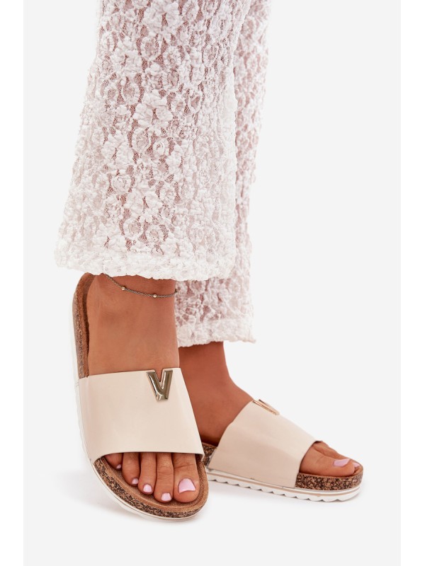 Women's sandals on cork platform with decorative detail beige Vessira