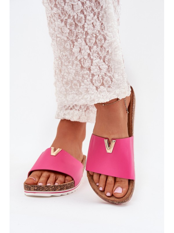 Ladies sandals on cork platform with decorative detail fuchsia Vessira