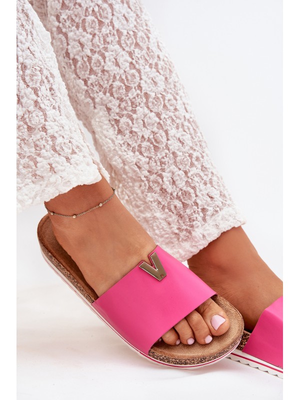 Ladies sandals on cork platform with decorative detail fuchsia Vessira