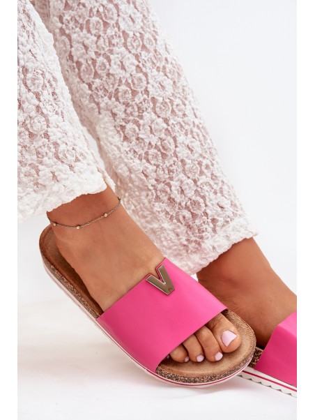Ladies sandals on cork platform with decorative detail fuchsia Vessira