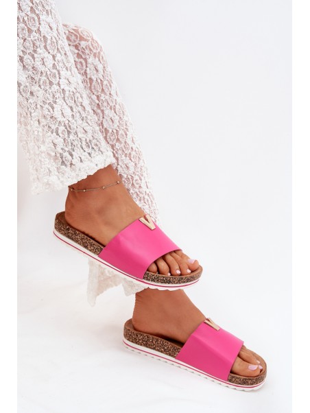 Ladies sandals on cork platform with decorative detail fuchsia Vessira