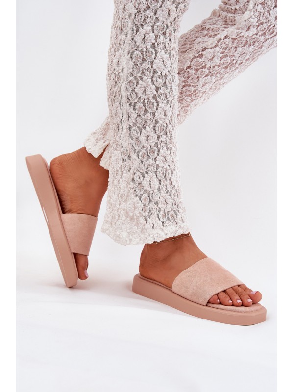 Women's Platform Slippers Made Of Eco Suede Dirty Pink Jorina