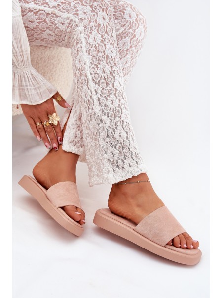 Women's Platform Slippers Made Of Eco Suede Dirty Pink Jorina