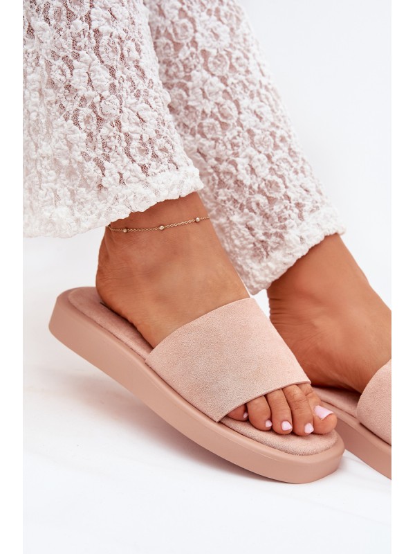 Women's Platform Slippers Made Of Eco Suede Dirty Pink Jorina