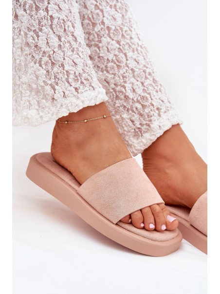 Women's Platform Slippers Made Of Eco Suede Dirty Pink Jorina