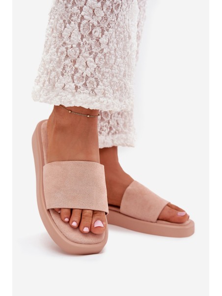 Women's Platform Slippers Made Of Eco Suede Dirty Pink Jorina