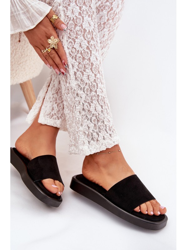 Ladies Platform Sandals Made Of Eco Suede Black Jorina