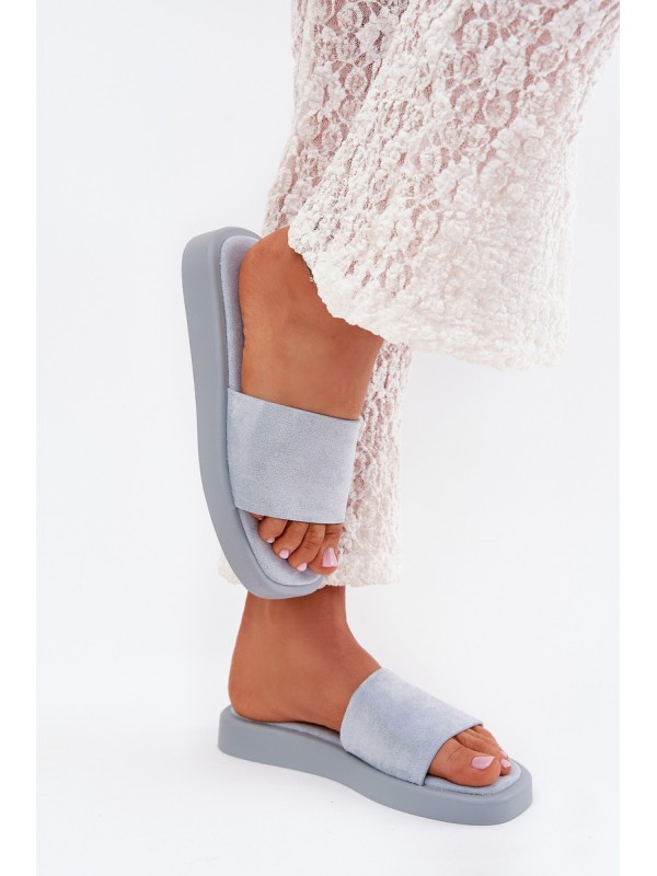 Ladies Platform Sandals Made Of Eco Suede Light Blue Jorina
