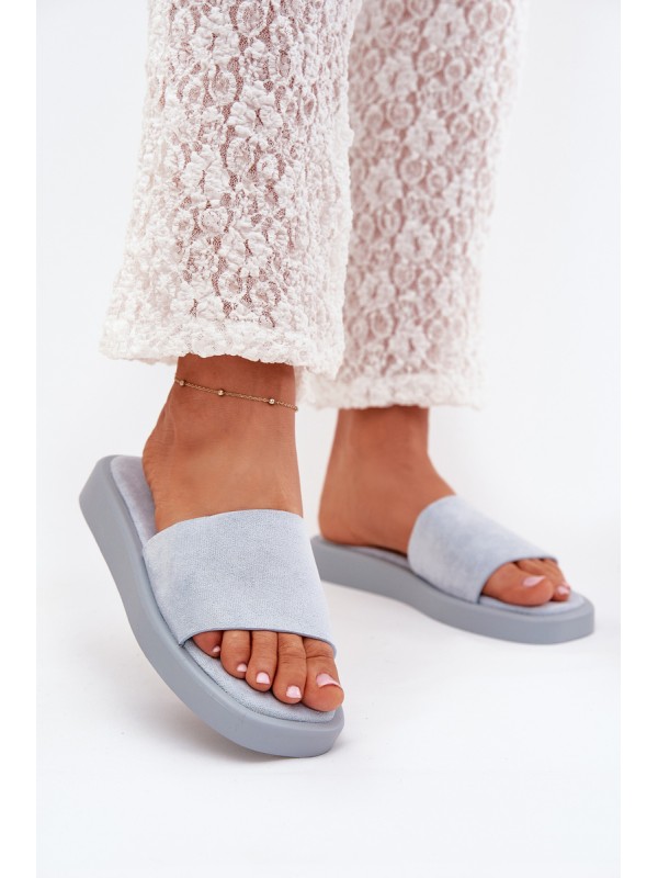 Ladies Platform Sandals Made Of Eco Suede Light Blue Jorina