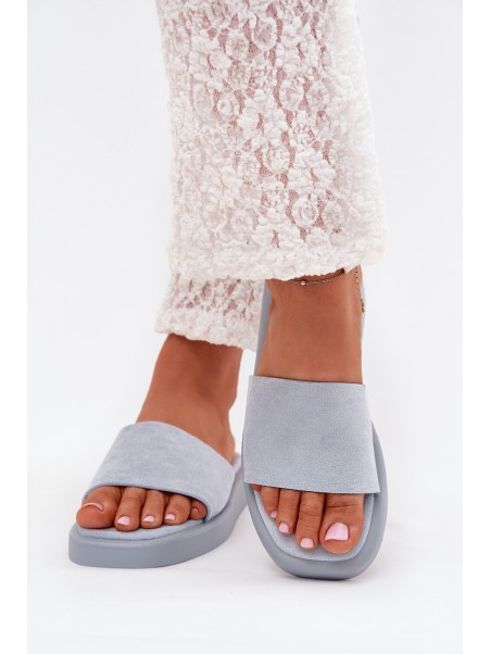 Ladies Platform Sandals Made Of Eco Suede Light Blue Jorina