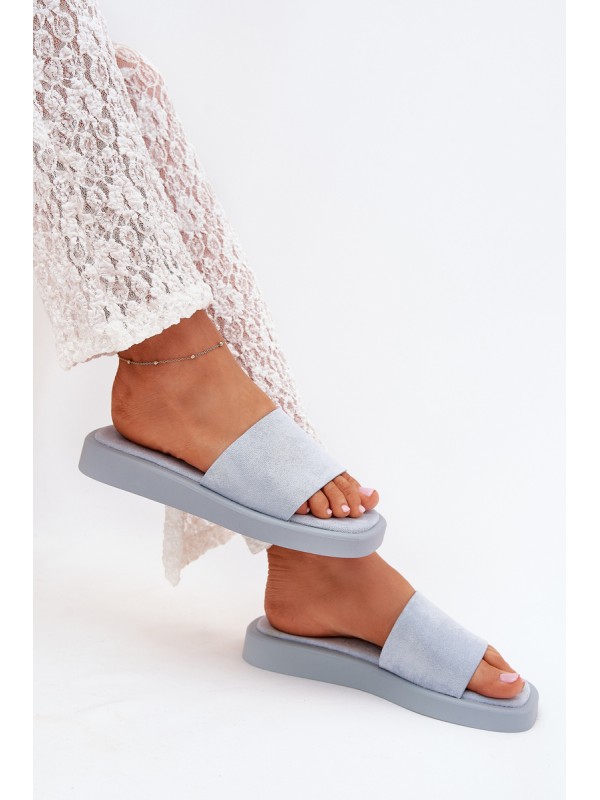 Ladies Platform Sandals Made Of Eco Suede Light Blue Jorina