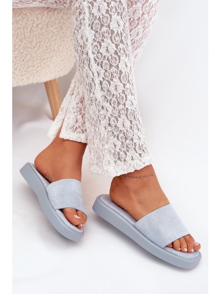 Ladies Platform Sandals Made Of Eco Suede Light Blue Jorina