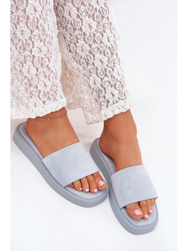 Ladies Platform Sandals Made Of Eco Suede Light Blue Jorina