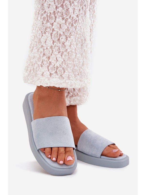 Ladies Platform Sandals Made Of Eco Suede Light Blue Jorina