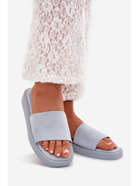 Ladies Platform Sandals Made Of Eco Suede Light Blue Jorina