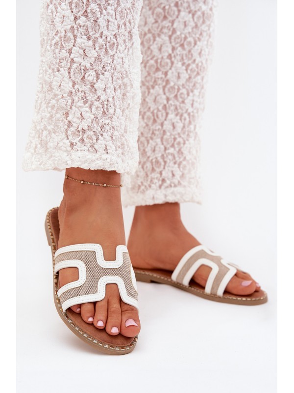 Women's flat heeled sandals white Vereya