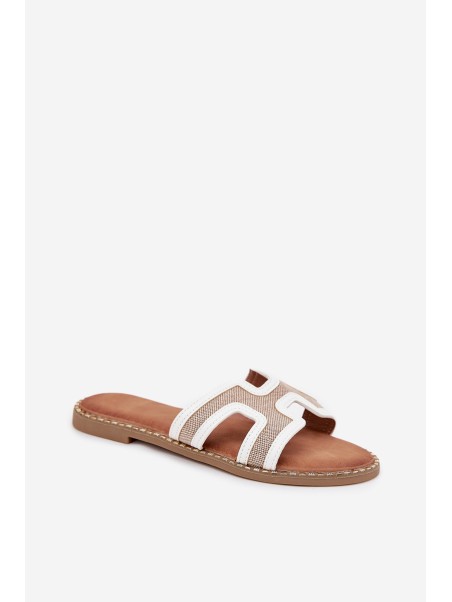 Women's flat heeled sandals white Vereya