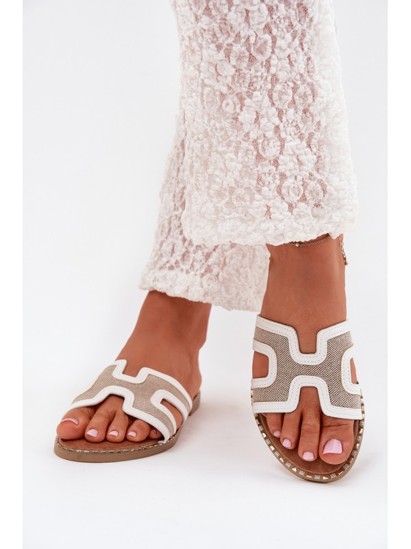 Women's flat heeled sandals white Vereya