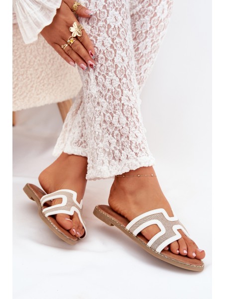 Women's flat heeled sandals white Vereya