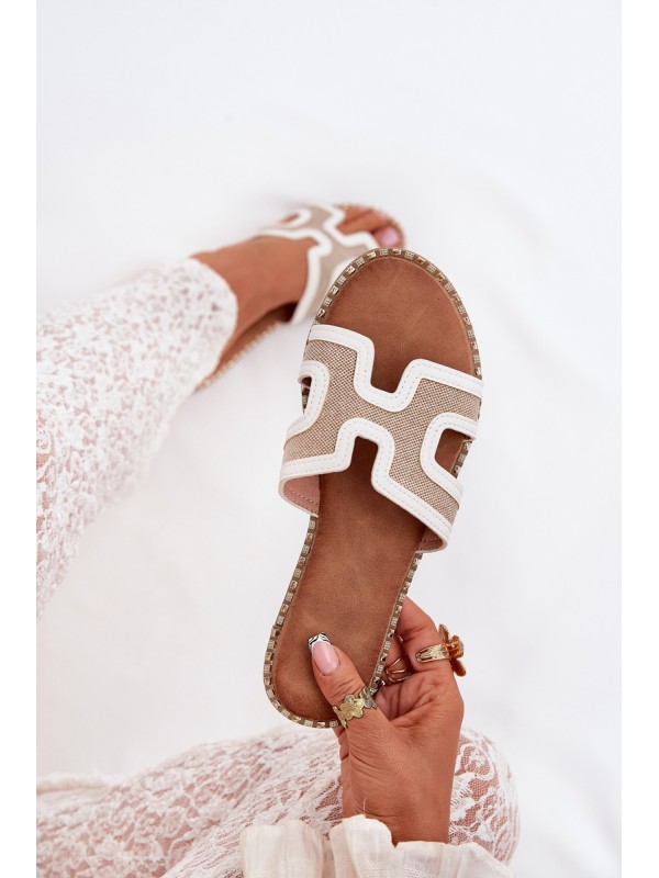 Women's flat heeled sandals white Vereya