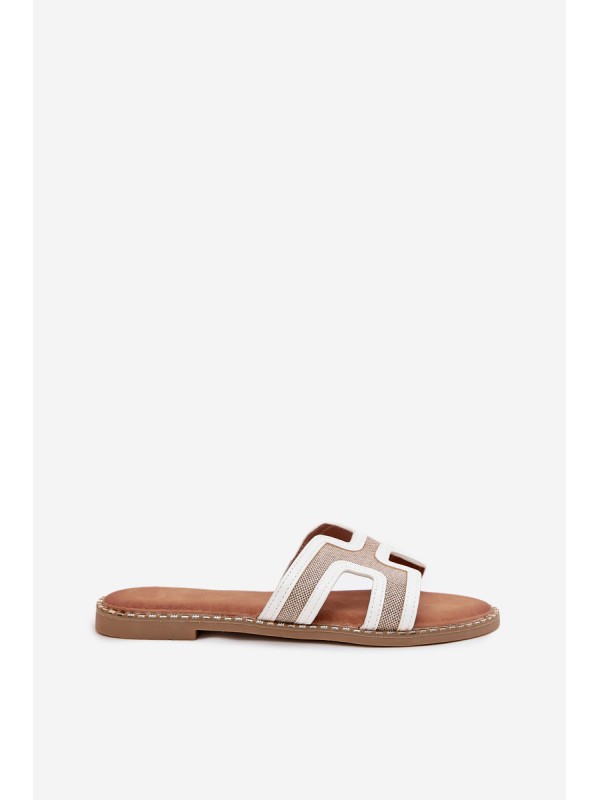 Women's flat heeled sandals white Vereya