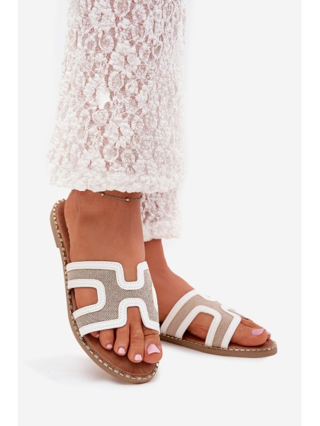 Women's flat heeled sandals white Vereya