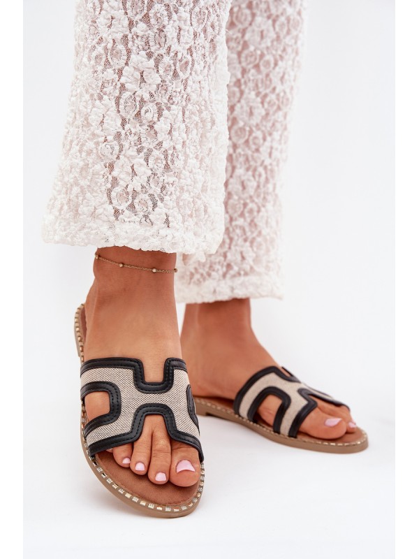 Women Flat Heeled Slippers Black Vereya