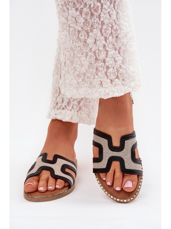 Women Flat Heeled Slippers Black Vereya